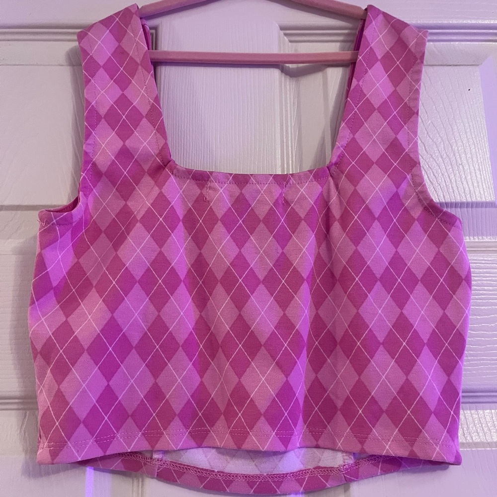 Pink Argyle Women's Top